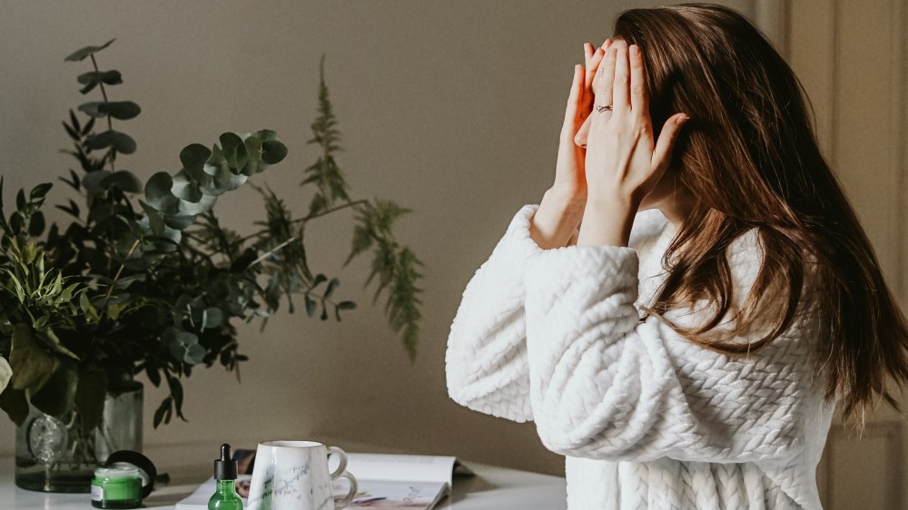 Woman doing skincare