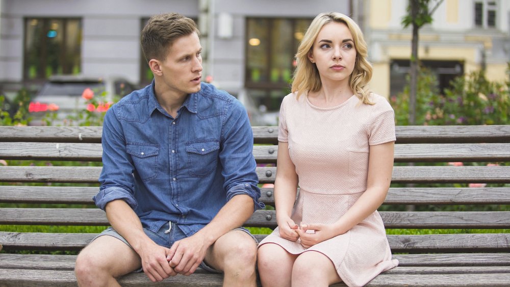 Man and woman breaking up