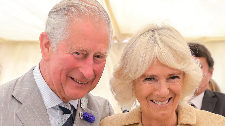 King Charles III and Camilla Parker Bowles posing 