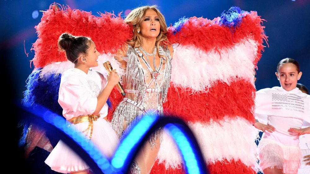 Jennifer Lopez and daughter at Super Bowl