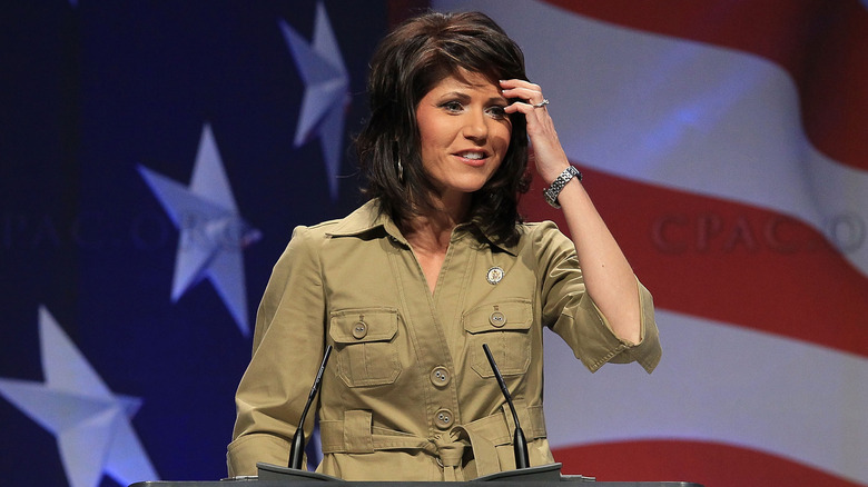 Kristi Noem addressing the Conservative Political Action Conference