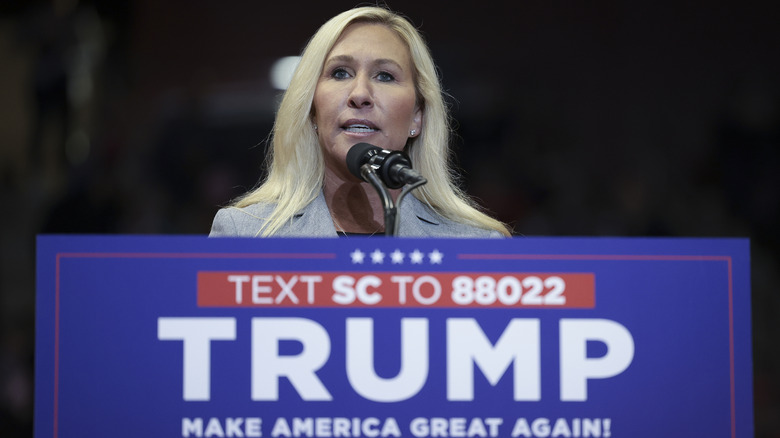 Marjorie Taylor Greene delivering a speech