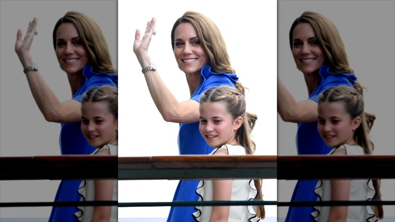Princess Charlotte walking with Kate Middleton