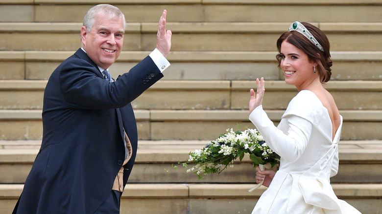 Princess Eugenie and Andrew Mountbatten-Windsor at her wedding