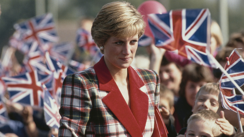 Princess Diana in front of a crowd