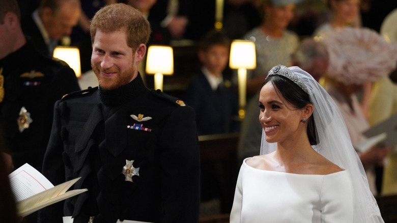Prince Harry and Meghan Markle on their wedding day