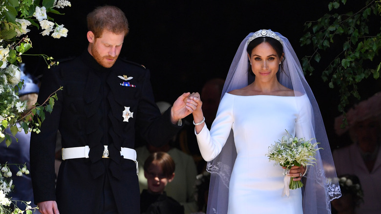 Prince Harry and Meghan Markle on their wedding day