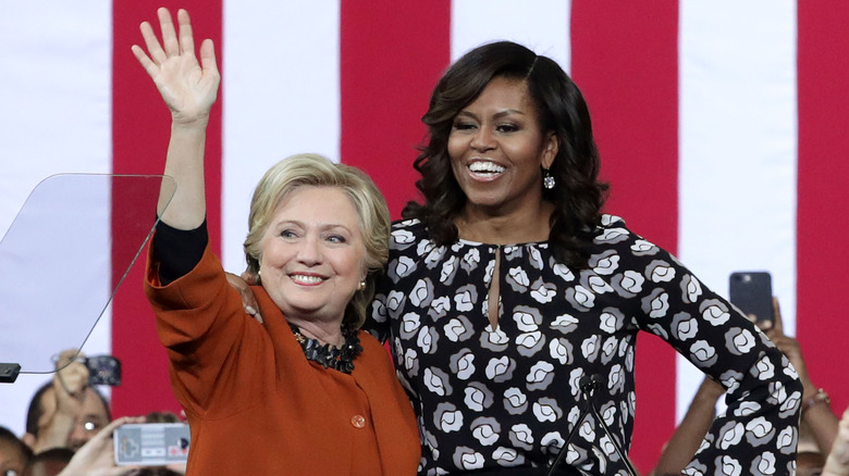 Hillary Clinton and Michelle Obama at a campaign event in North Carolina.