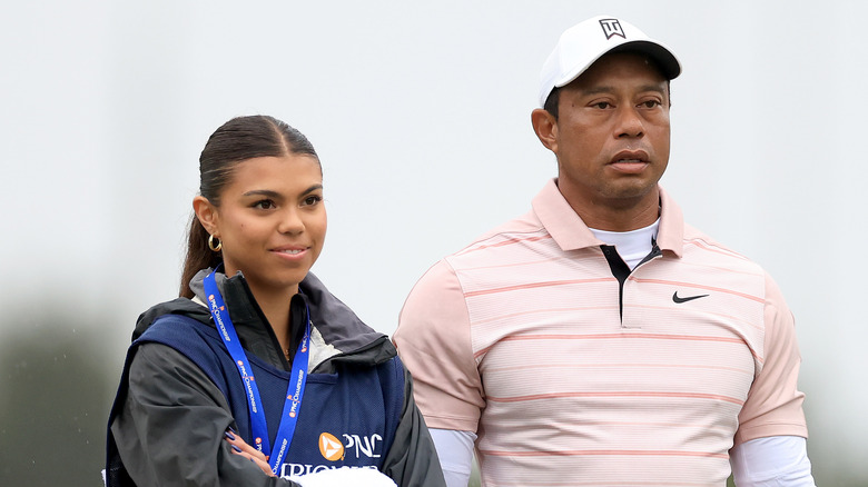 Tiger Woods with his daughter Sam Alexis