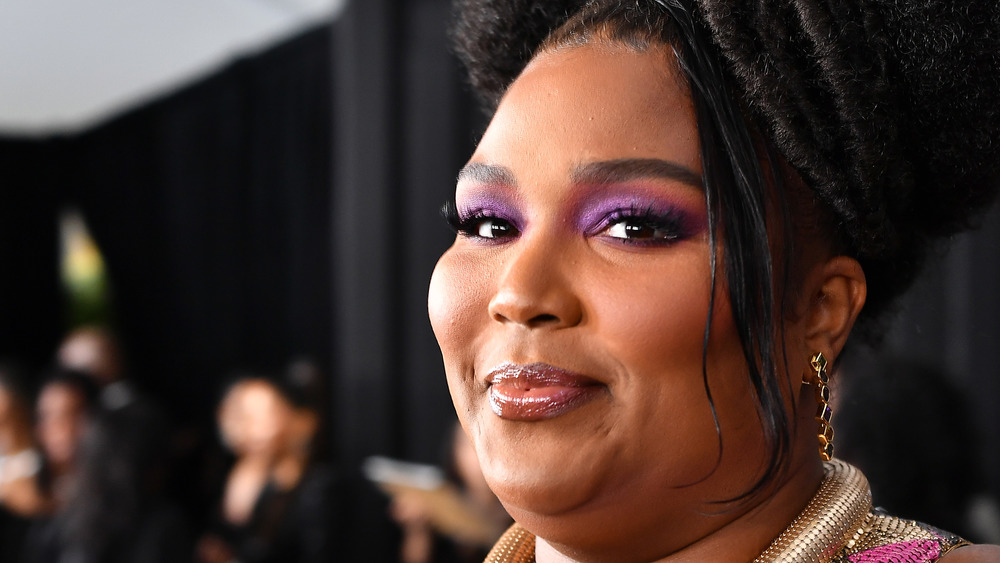 Lizzo wearing purple eyeshadow