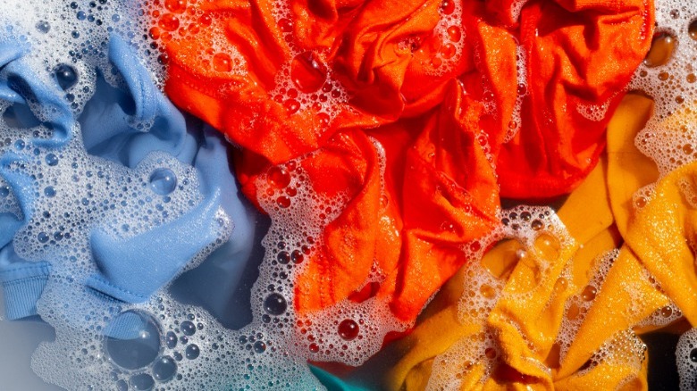 Colorful clothes soaking
