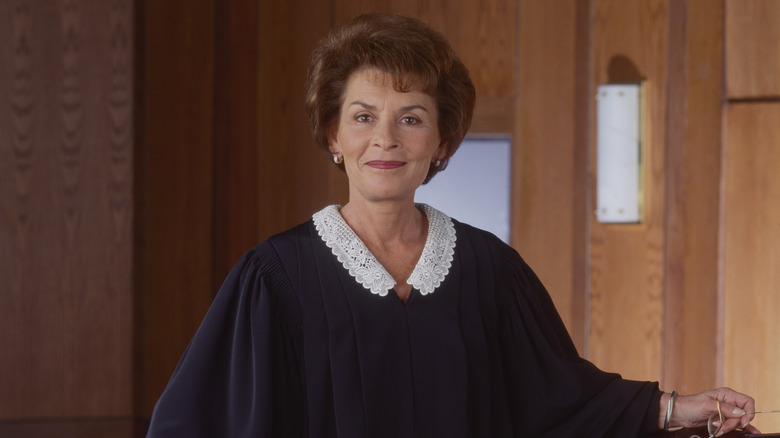 A younger Judge Judy in her gown with a lace trim