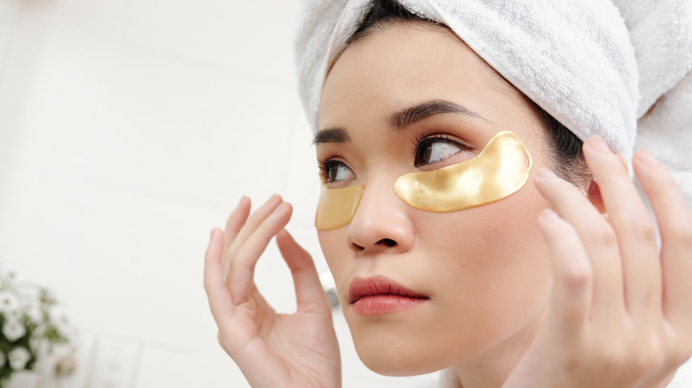 Woman wearing eye patches