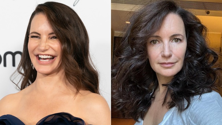 Split image of Kristin Davis before and after dissolving facial fillers