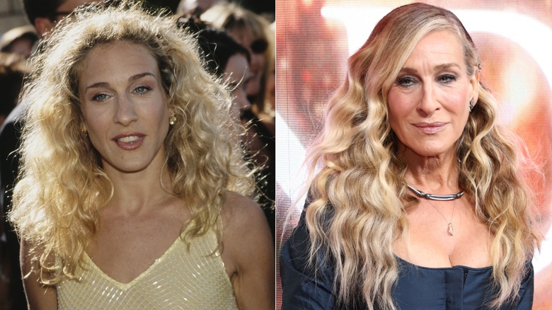 Split image of Sarah Jessica Parker then and now