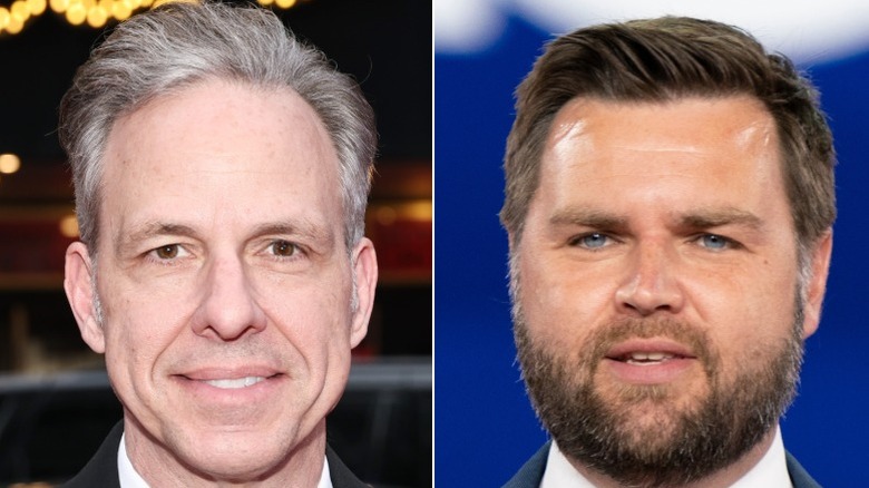 Split image of Jake Tapper and JD Vance
