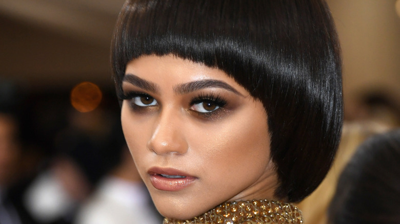 Zendaya with a bowl cut hairstyle