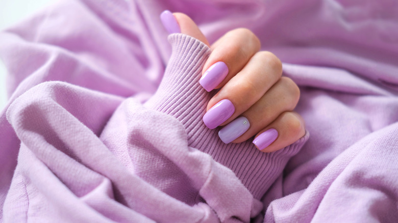 Purple artificial nails