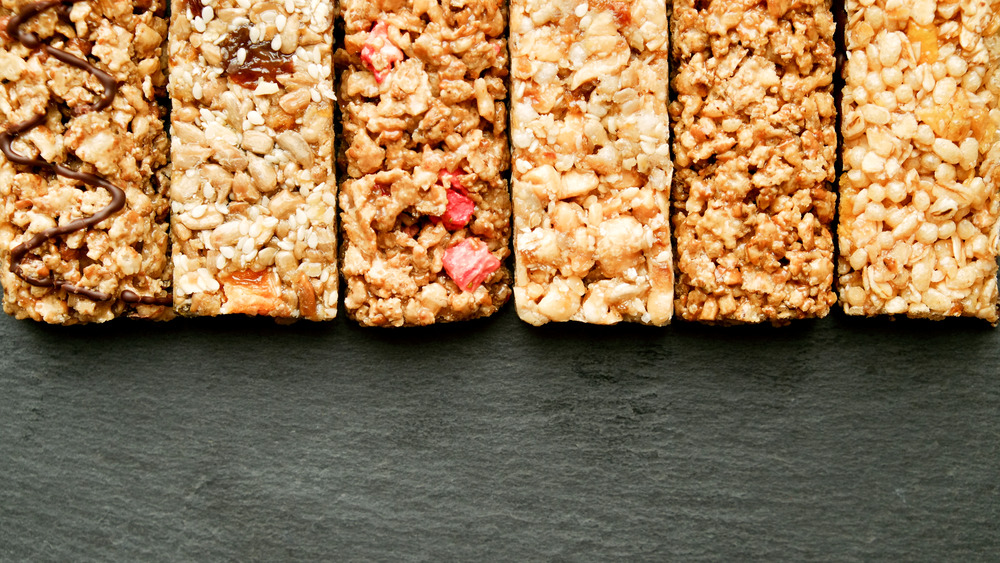 A row of granola bars lined up 