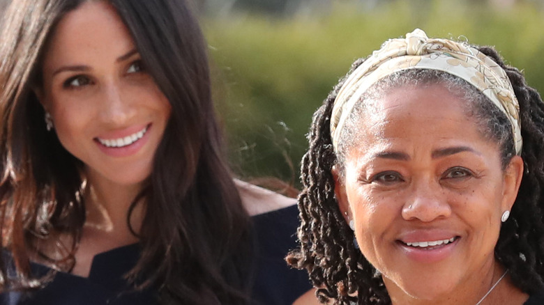 Meghan Markle smiling with mother Doria Ragland 