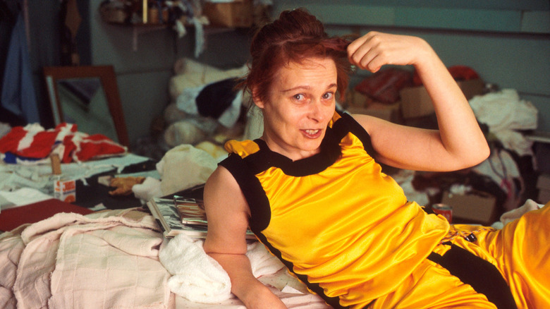 Vivienne Westwood poses for a portrait in her studio