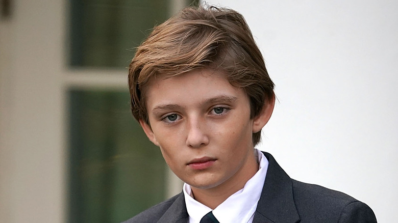 Barron Trump with serious expression