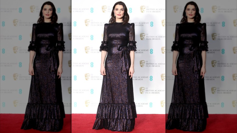 Rachel Weisz in a black dress at the BAFTAs in London, England