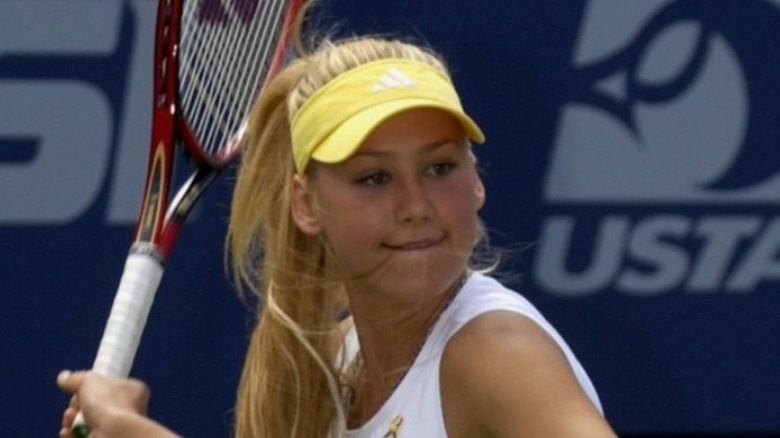 Anna Kournikova playing tennis