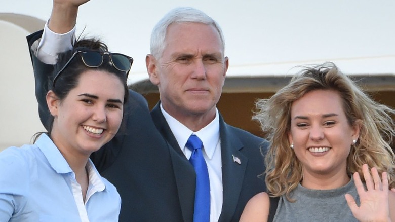 Audrey and Charlotte Pence with father Mike Pence