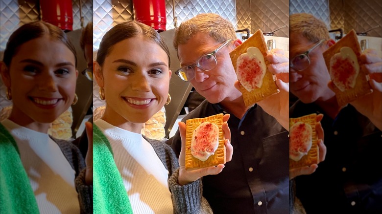 Bobby and Sophie Flay smile in a selfie holding up poptarts
