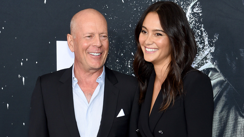 Bruce Willis and Emma Heming Willis at the premiere of Glass
