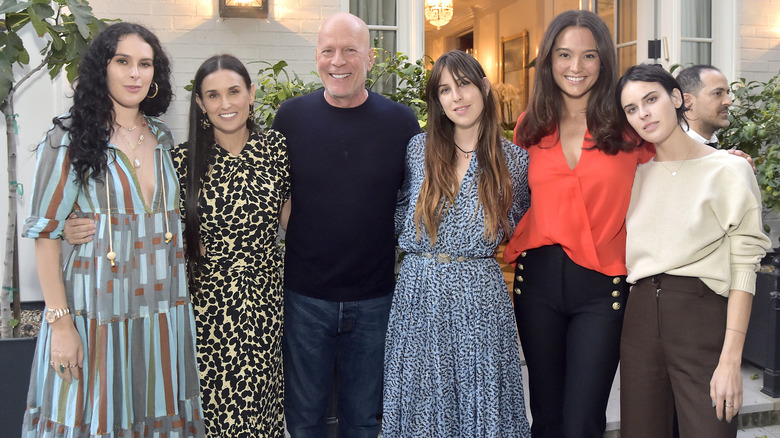 Demi Moore, Bruce Willis, Emma Heming Willis and daughters at Moore's book launch
