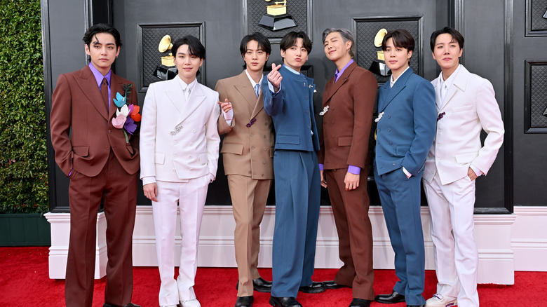 BTS attending the 64th Grammy Awards in 2022.