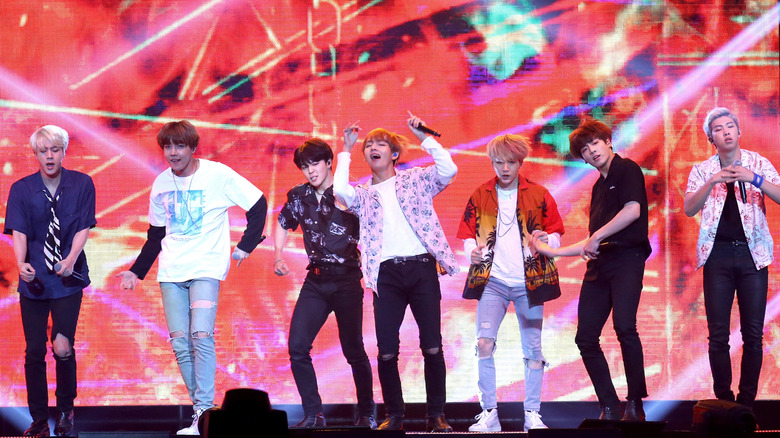 BTS performing a concert.