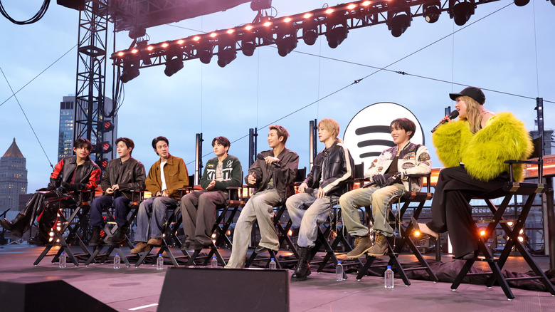 BTS attending a Spotify event in New York City in 2023.