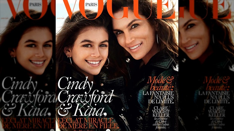 The 2016 cover of Vogue Paris featuring Kaia Gerber and Cindy Crawford.