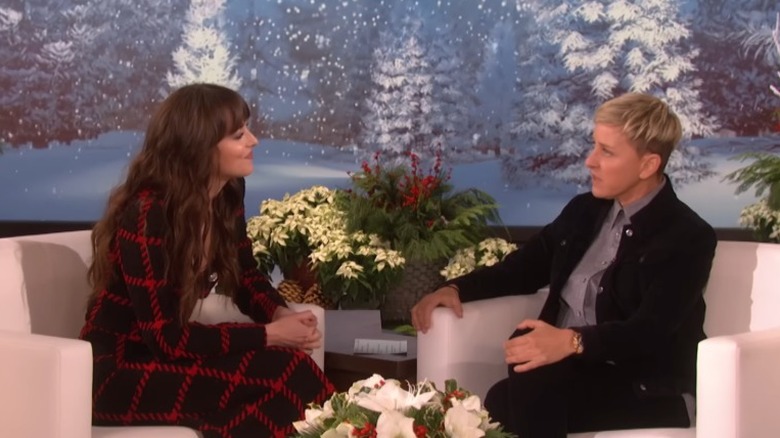 Dakota Johnson talking to Ellen DeGeneres on "The Ellen DeGeneres Show"