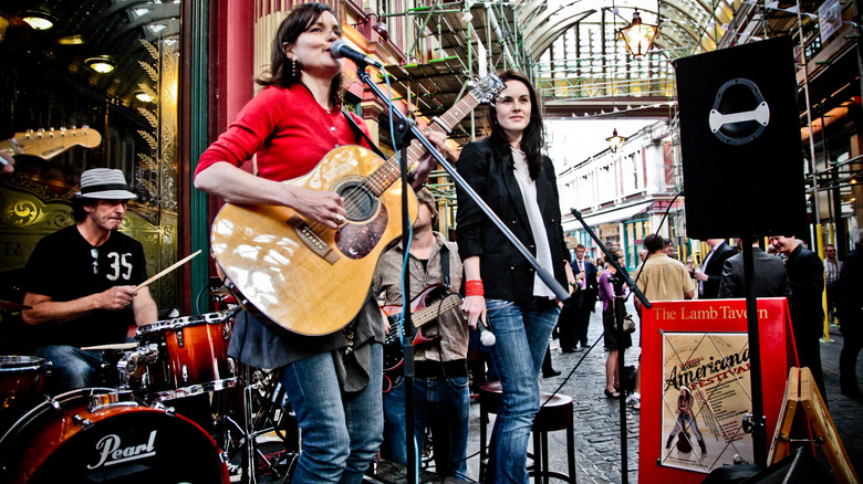 Elizabeth McGovern performing with her band onstage