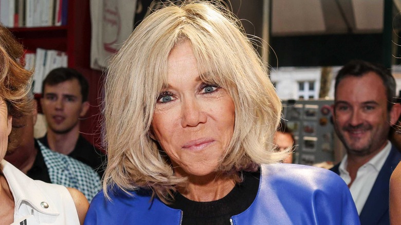 Closeup of Brigitte Macron smiling at event