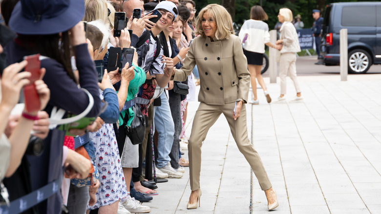 Brigitte Macron greeting crowds