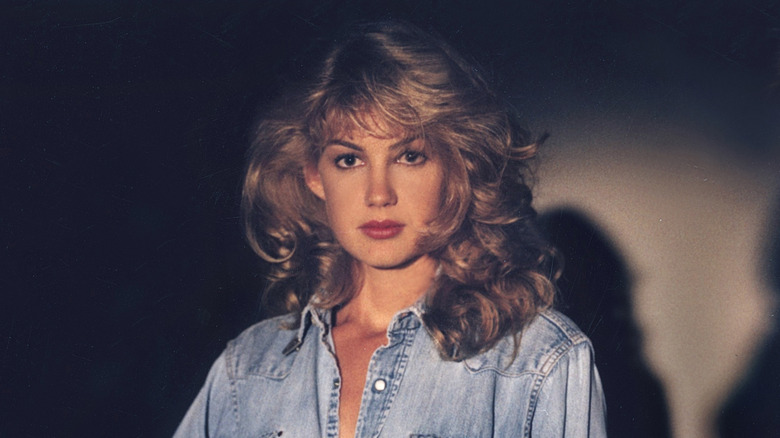 Faith Hill posing in denim shirt in the '90s