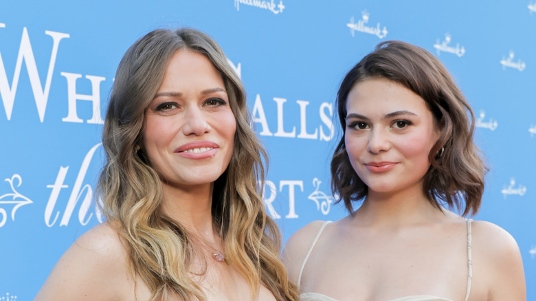 Bethany Joy Lenz and daughter Maria March posing on a red carpet in 2026