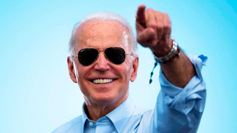 Joe Biden in trademark aviators