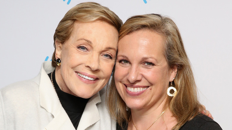 Emma Walton Hamilton and Julie Andrews smiling at SiriusXM studios in 2015