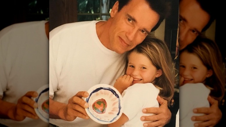 young Katherine Schwarzenegger with her dad