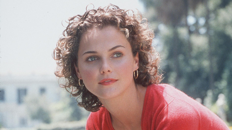 Closeup of Keri Russell with short, curly hair