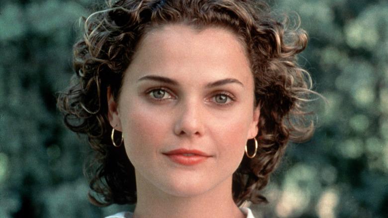 Closeup of Keri Russell with short, curly hair