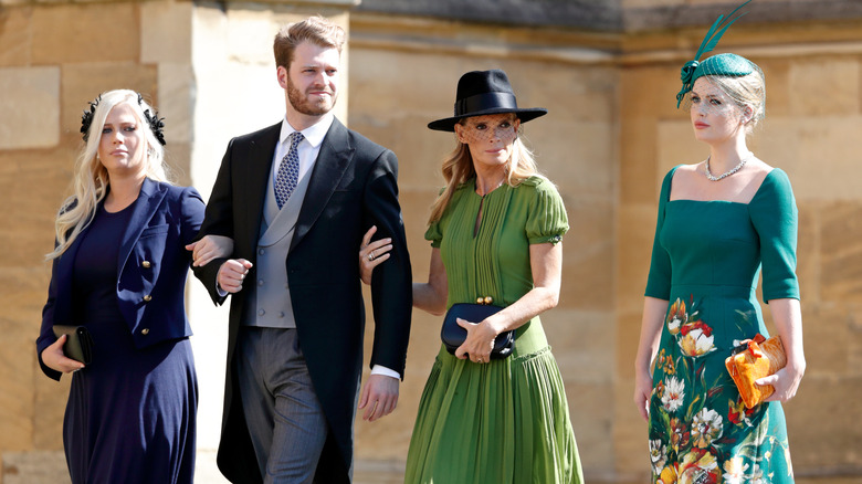 Lady Kitty Spencer, her mother, and her siblings at Prince Harry's wedding