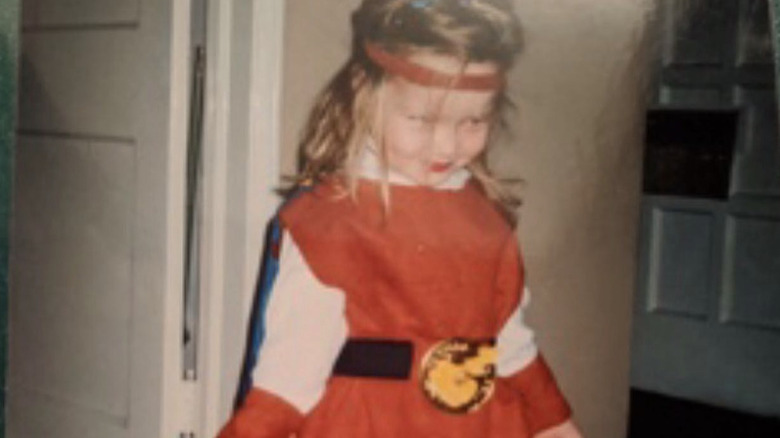 A young Francesca Xuereb dressed up in costume.