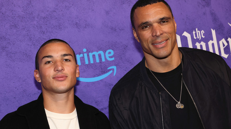 Nikko Gonzalez and his dad, Tony Gonzalez, at "the Underdoggs" film premiere